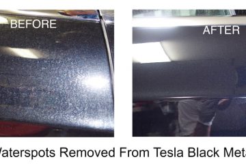 Severe Waterspots Removed From Tesla Black Metallic Paint